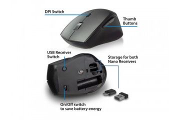 miške EWENT Miška Ewent Dual-Connect Silent Wireless, USB-A, USB-C, 2400dpi, črna